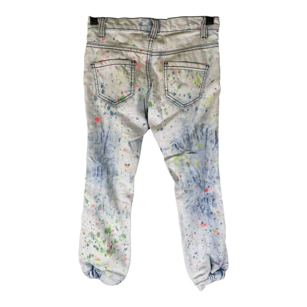 Thrill Jeans Girls Distressed Shredded Trendy Size 8 Unique Cool Paint Splatter - Picture 3 of 11
